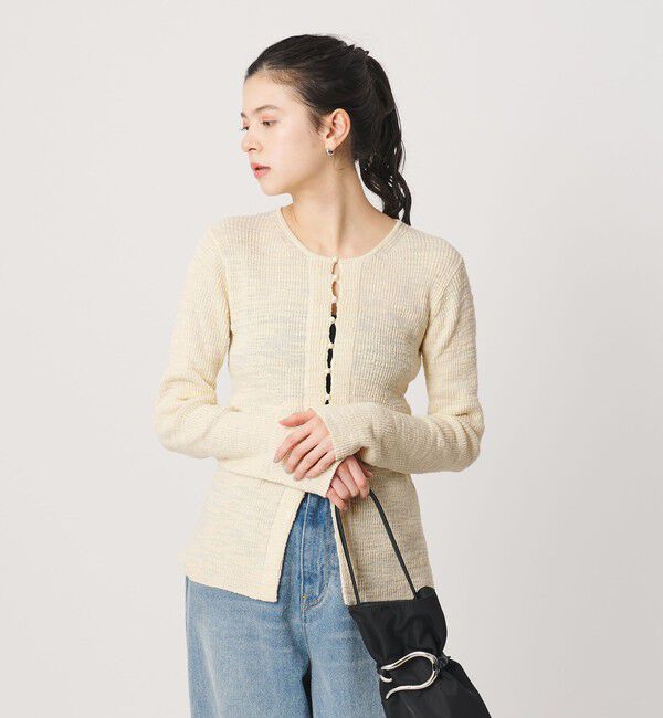 BEAUTY&YOUTH UNITED ARROWS「コットンナイロンスラブ フロントボタン カーディガン」|カーディガン|OFF WHITE