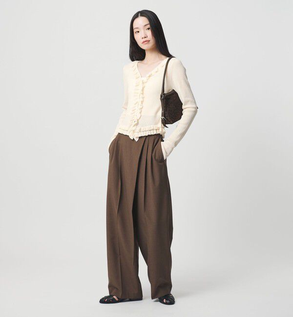 BEAUTY&YOUTH UNITED ARROWS「フリル フロントボタン カーディガン ウォッシャブル」|カーディガン|OFF WHITE