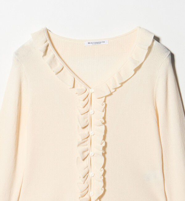 BEAUTY&YOUTH UNITED ARROWS「フリル フロントボタン カーディガン ウォッシャブル」|カーディガン|