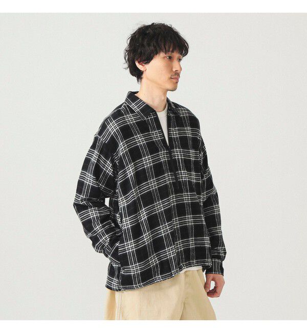 BEAMS「ワイドフィット チェック プルオーバーシャツ」|シャツ・ブラウス|