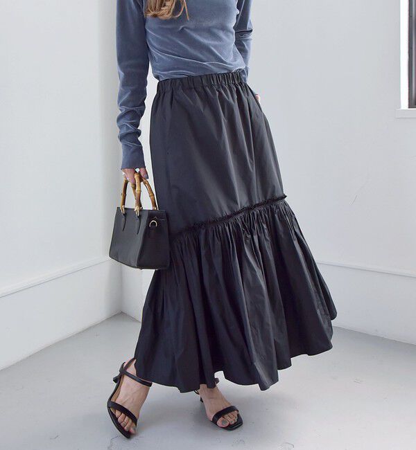 quaranciel「quaranciel:〈洗濯機可能〉ソリッド タフタ スカート」|フレア|