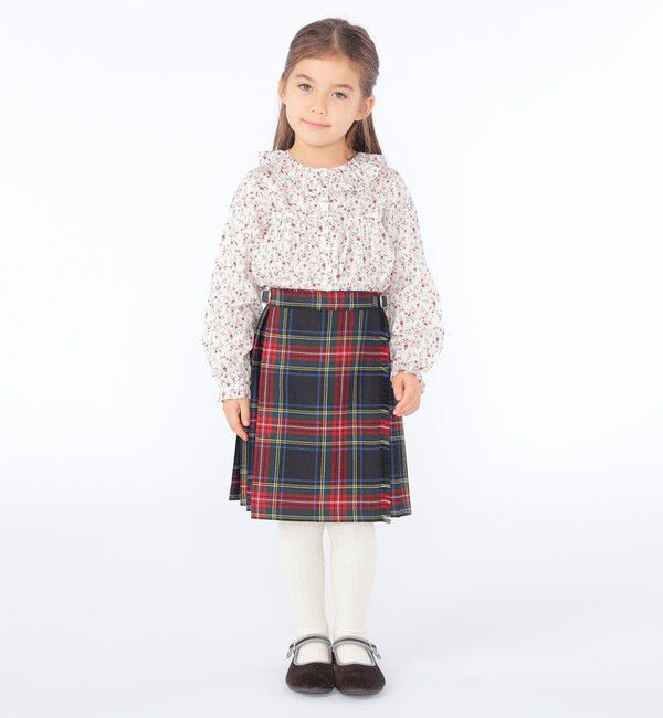SHIPS KIDS「O'NEIL of DUBLIN:100～130cm / ウール チェック キルト スカート」|台形|