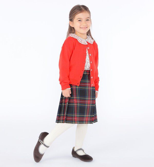 SHIPS KIDS「O'NEIL of DUBLIN:100～130cm / ウール チェック キルト スカート」|台形|
