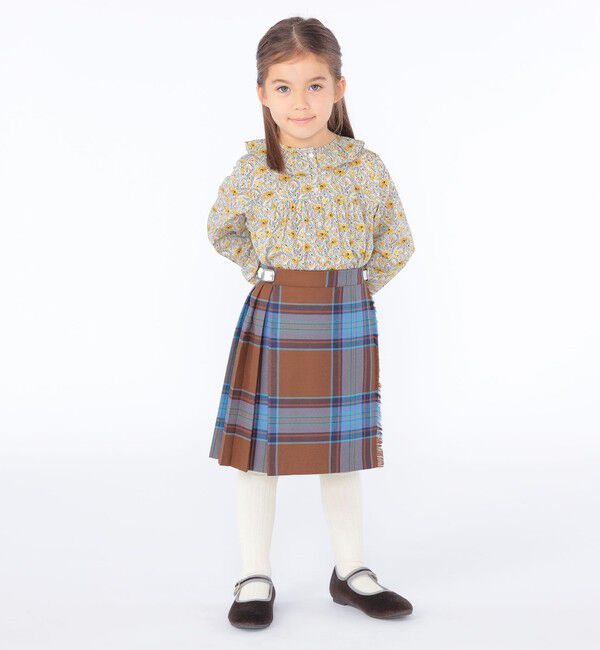 SHIPS KIDS「O'NEIL of DUBLIN:100～130cm / ウール チェック キルト スカート」|台形|