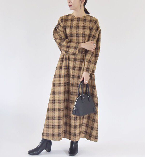quaranciel「quaranciel:〈手洗い可能〉チェック シェイプ ワンピース」|ワンピース|