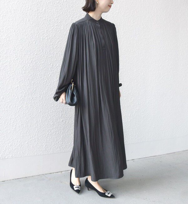 SHIPS for women「little black:〈手洗い可能〉カッセン ボリューム ワンピース（セレモニー対応可）」|ワンピース|ダークグレー