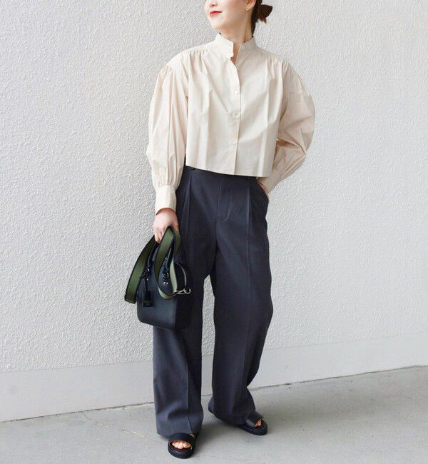 SHIPS for women「* 〈手洗い可能〉クロップド ギャザー シャツ ◇」|シャツ・ブラウス|