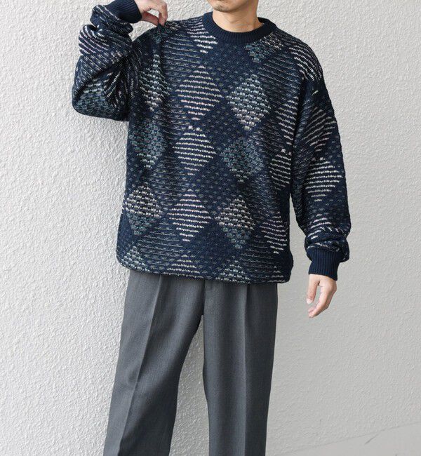 SHIPS any「SHIPS any: 〈手洗い可能〉ジオメトリック ジャガード クルーネック ルーズ ニット◇」|その他|