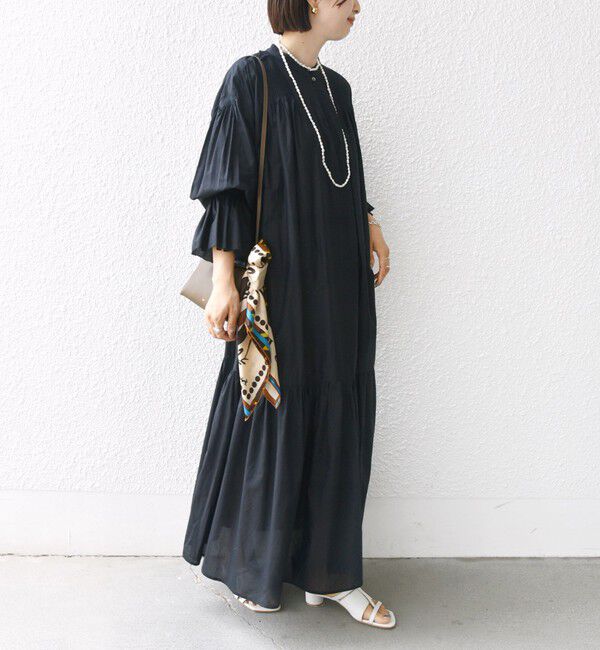 SHIPS for women「〈手洗い可能〉コットン シルク ローン ティアード ワンピース」|ワンピース|