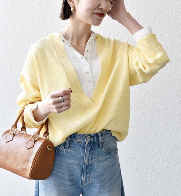 SHIPS any「SHIPS any:〈手洗い可能〉バルキー シアー Vネック ニット プルオーバー」|ニット・セーター|