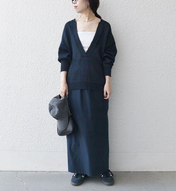 SHIPS any「SHIPS any:〈手洗い可能〉バルキー シアー Vネック ニット プルオーバー」|ニット・セーター|