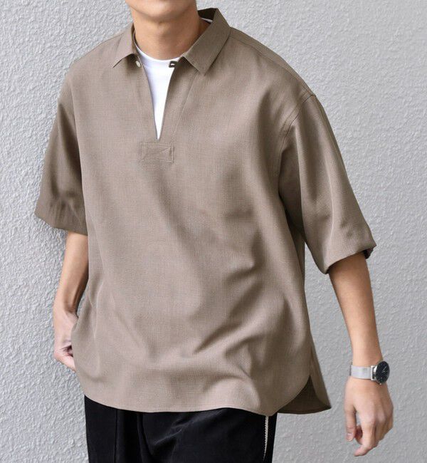 SHIPS any「SHIPS any:〈洗濯機可能〉リネンライク スキッパー プルオーバーシャツ(セットアップ対応)◇」|シャツ・ブラウス|