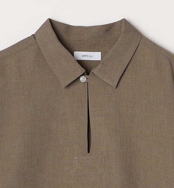 SHIPS any「SHIPS any:〈洗濯機可能〉リネンライク スキッパー プルオーバーシャツ(セットアップ対応)◇」|シャツ・ブラウス|