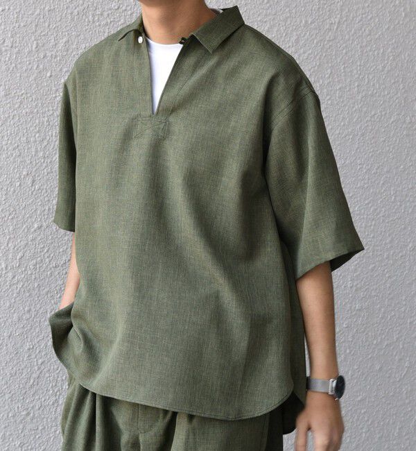 SHIPS any「SHIPS any:〈洗濯機可能〉リネンライク スキッパー プルオーバーシャツ(セットアップ対応)◇」|シャツ・ブラウス|