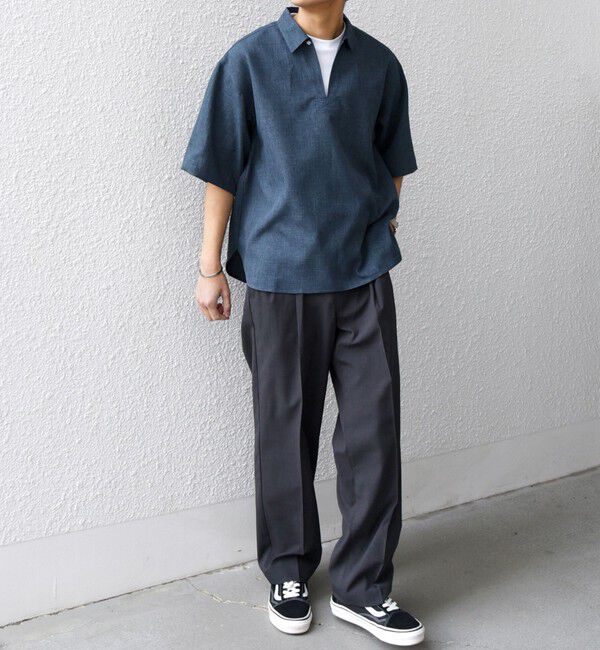 SHIPS any「SHIPS any:〈洗濯機可能〉リネンライク スキッパー プルオーバーシャツ(セットアップ対応)◇」|シャツ・ブラウス|