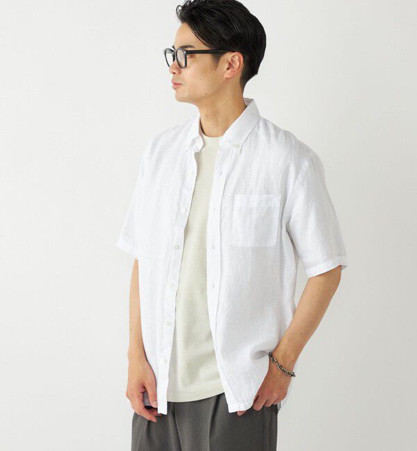 SHIPS Colors 「SHIPS Colors:リネン ボタンダウン ショートスリーブ シャツ」|シャツ・ブラウス|