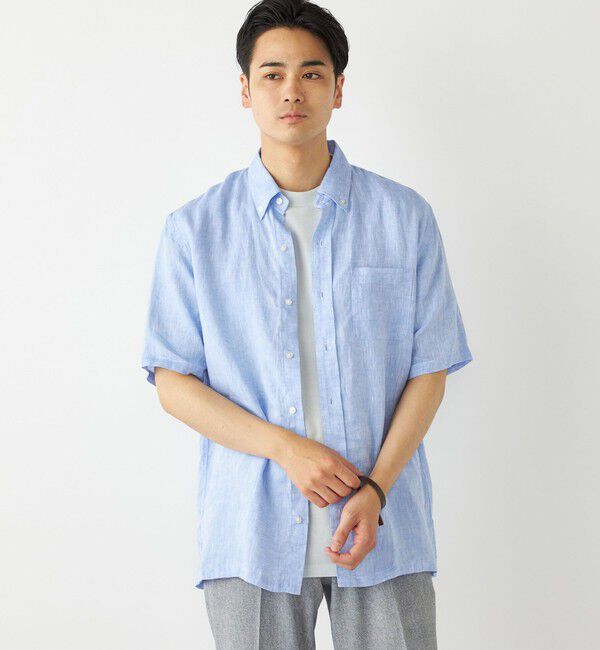 SHIPS Colors 「SHIPS Colors:リネン ボタンダウン ショートスリーブ シャツ」|シャツ・ブラウス|