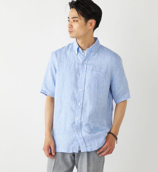 SHIPS Colors 「SHIPS Colors:リネン ボタンダウン ショートスリーブ シャツ」|シャツ・ブラウス|