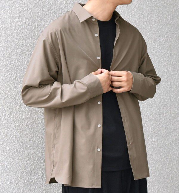 SHIPS any「SHIPS any: LIM BLESS ソリッド/ストライプ レギュラーカラー シャツ(セットアップ対応)◇」|シャツ・ブラウス|カーキ