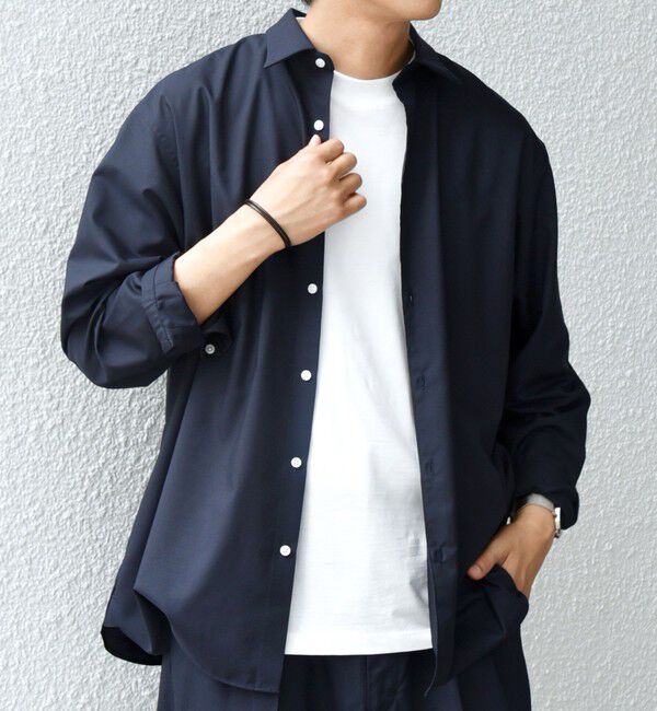 SHIPS any「SHIPS any: LIM BLESS ソリッド/ストライプ レギュラーカラー シャツ(セットアップ対応)◇」|シャツ・ブラウス|ネイビー