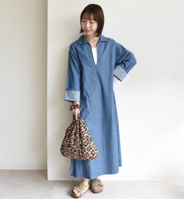 SHIPS for women「【WEB限定】〈洗濯機可能〉スキッパー デニム ワンピース」|ワンピース|