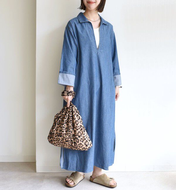 SHIPS for women「【WEB限定】〈洗濯機可能〉スキッパー デニム ワンピース」|ワンピース|