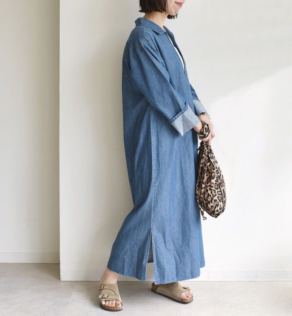 SHIPS for women「【WEB限定】〈洗濯機可能〉スキッパー デニム ワンピース」|ワンピース|