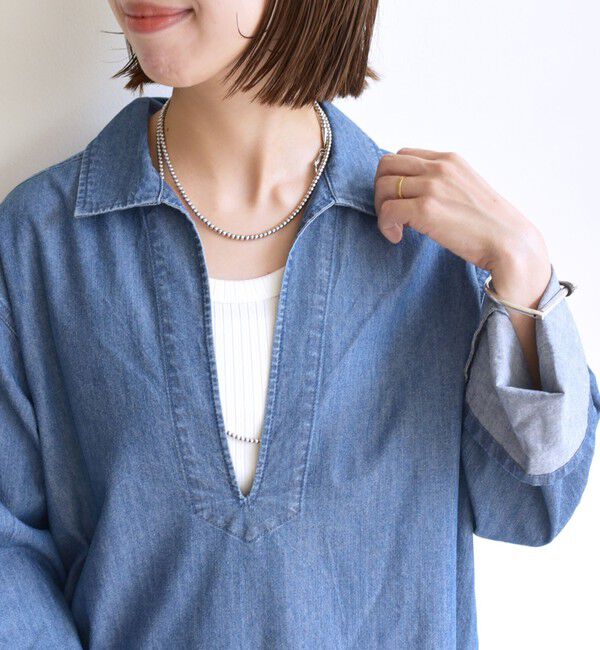 SHIPS for women「【WEB限定】〈洗濯機可能〉スキッパー デニム ワンピース」|ワンピース|