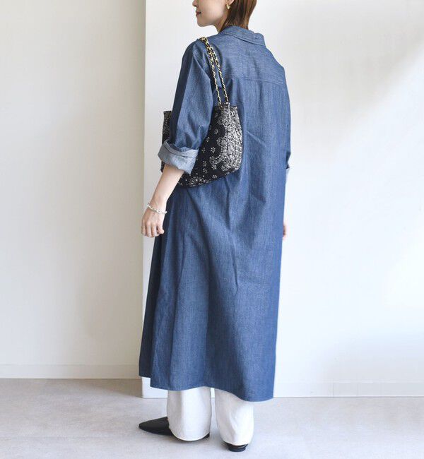 SHIPS for women「【WEB限定】〈洗濯機可能〉スキッパー デニム ワンピース」|ワンピース|