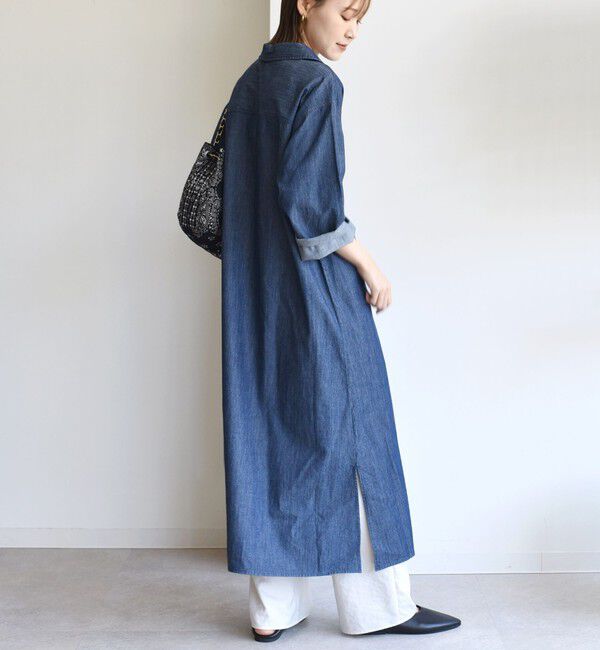 SHIPS for women「【WEB限定】〈洗濯機可能〉スキッパー デニム ワンピース」|ワンピース|