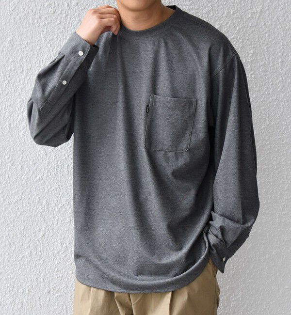 SHIPS any「SHIPS any: 360&deg; THE CIRCLE STRETCH ジャガード ジャージー ポケット Tシャツ(ロンT/セットアップ対応)◇」|Tシャツ・カットソー|