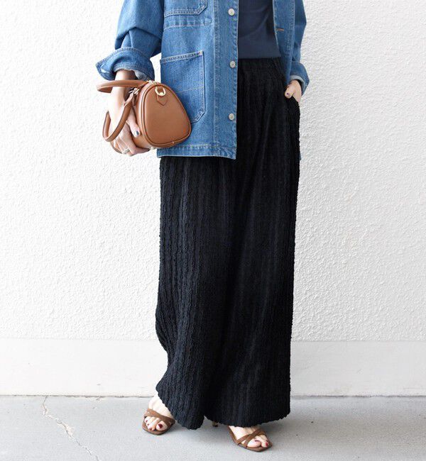 SHIPS any「SHIPS any:〈洗濯機可能〉ウェーブ ジャカード タック ワイド パンツ」|その他|