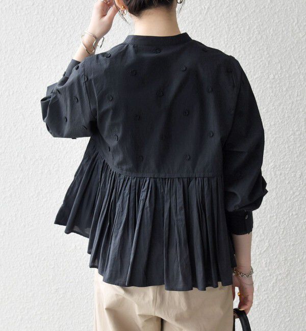 SHIPS any「【WEB限定】SHIPS any:〈洗濯機可能〉フラワー モチーフ ペプラム ギャザー シャツ ブラウス」|シャツ・ブラウス|