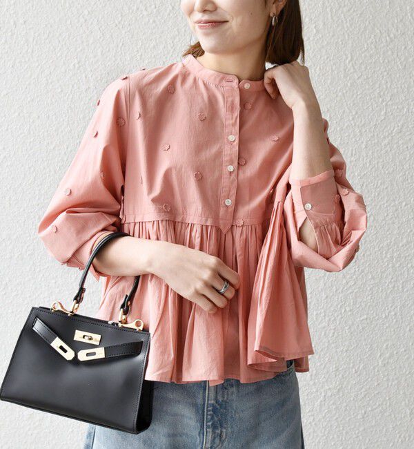 SHIPS any「【WEB限定】SHIPS any:〈洗濯機可能〉フラワー モチーフ ペプラム ギャザー シャツ ブラウス」|シャツ・ブラウス|