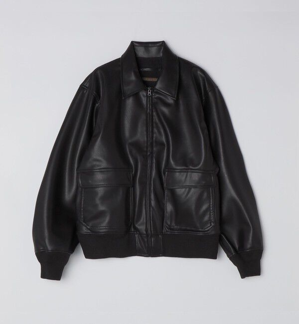 SHIPS「BENCH MARKING SHIRTS: 合成皮革 A2 ブルゾン」|その他|ブラック