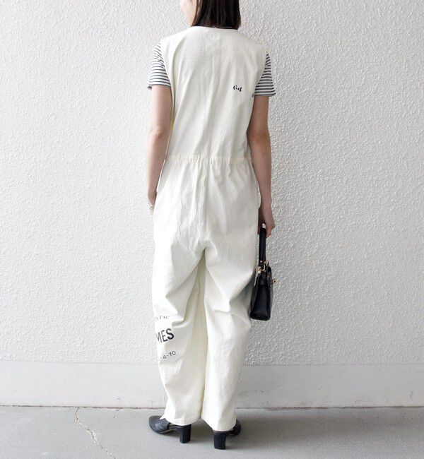 SHIPS any「《予約》【SHIPS any別注】PAYDAY:〈洗濯機可能〉ステンシル ロゴ プリント オーバーオール」|オールインワン|