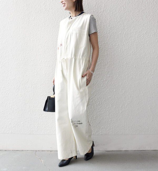 SHIPS any「《予約》【SHIPS any別注】PAYDAY:〈洗濯機可能〉ステンシル ロゴ プリント オーバーオール」|オールインワン|