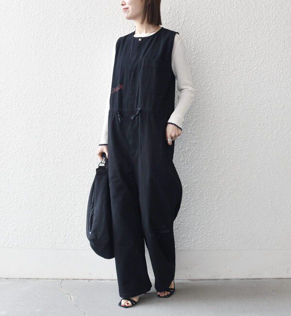 SHIPS any「《予約》【SHIPS any別注】PAYDAY:〈洗濯機可能〉ステンシル ロゴ プリント オーバーオール」|オールインワン|