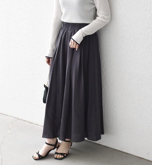 SHIPS any「《予約》SHIPS any:〈手洗い可能〉ギャザー ガウチョ イージー パンツ」|その他|チャコールグレー