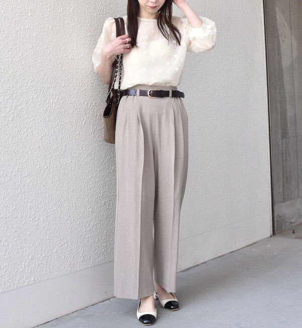 SHIPS Colors 「《予約》SHIPS Colors:〈手洗い可能〉シアー フロッキー ドット 5分袖 ブラウス◆」|シャツ・ブラウス|