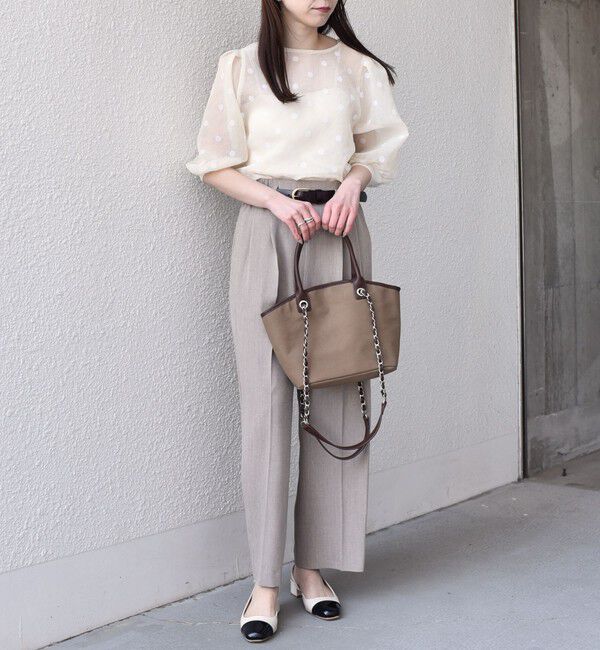 SHIPS Colors 「《予約》SHIPS Colors:〈手洗い可能〉シアー フロッキー ドット 5分袖 ブラウス◆」|シャツ・ブラウス|