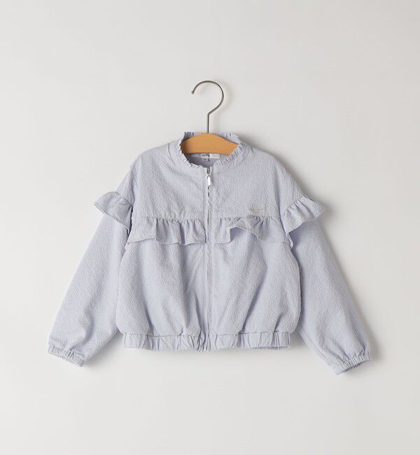 SHIPS KIDS「SHIPS KIDS:80～90cm / 〈UVカット〉ドライタッチ フリル ライト ブルゾン」|ブルゾン・スタジャン|ライトブルー