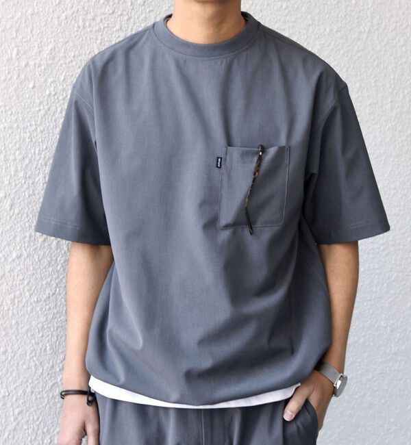 SHIPS any「SHIPS any:〈吸水速乾〉Rapidry クルーネック スピンドル ポケット Tシャツ(セットアップ対応)◆」|Tシャツ・カットソー|グレー