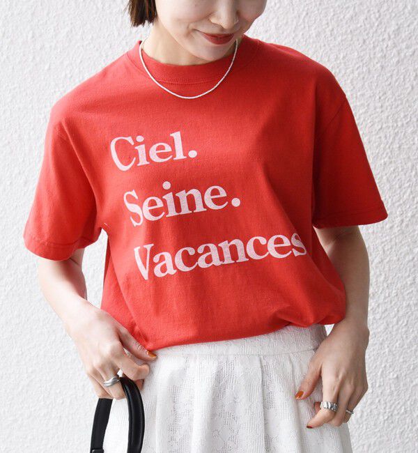 SHIPS any「《予約》TRICOMER:〈洗濯機可能〉フレンチ ロゴ プリント TEE」|Tシャツ・カットソー|レッド