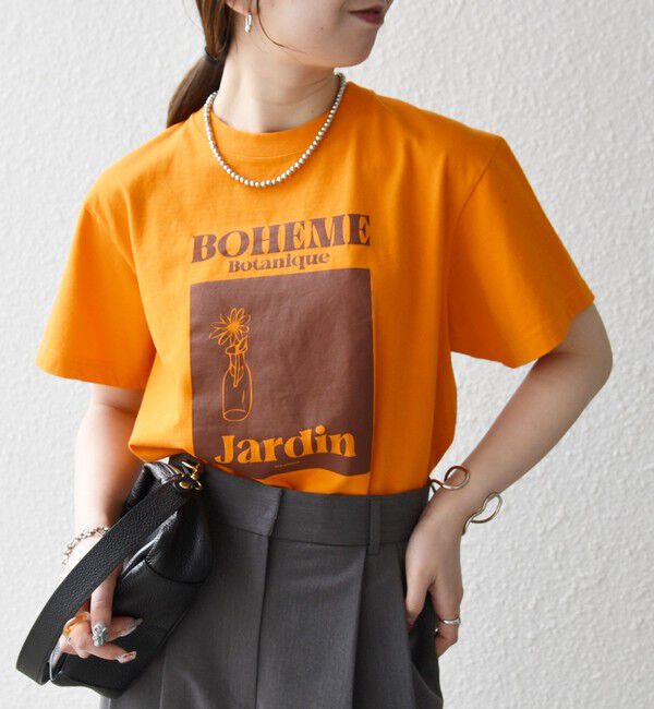 SHIPS any「《予約》TRICOMER:〈洗濯機可能〉フレンチ ロゴ プリント TEE」|Tシャツ・カットソー|オレンジ