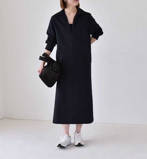 quaranciel「《予約》quaranciel:〈洗濯機可能〉Vネック スキッパー ロング シャツ ワンピース」|ワンピース|