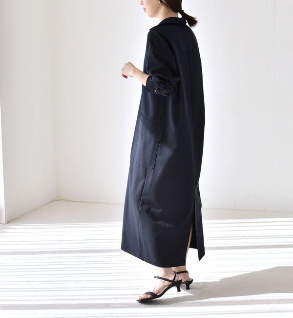 quaranciel「《予約》quaranciel:〈洗濯機可能〉Vネック スキッパー ロング シャツ ワンピース」|ワンピース|