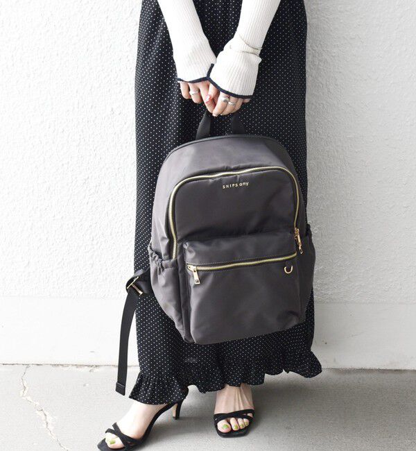SHIPS any「《予約》SHIPS any: A4 サイド ギャザー ポケット バックパック」|リュック|チャコールグレー