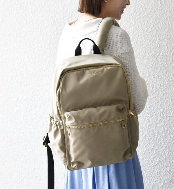 SHIPS any「《予約》SHIPS any: A4 サイド ギャザー ポケット バックパック」|リュック|ベージュ