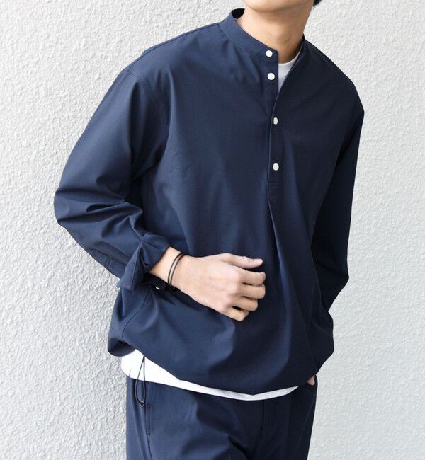 SHIPS any「SHIPS any:〈吸水速乾〉Rapidry バンドスキッパー スピンドル プルオーバー シャツ(セットアップ対応)◆」|シャツ・ブラウス|ネイビー